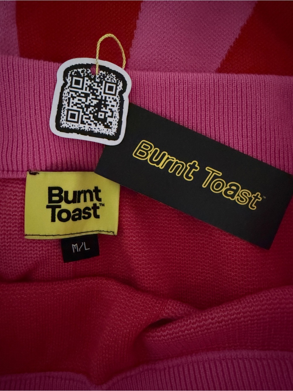 Burnt Toast Vibrant Pink and Red Spiral Knit Midi Skirt - Picture 7 of 8